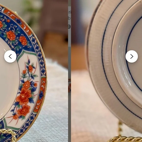 Tiffany & co Blue and Orange Floral Dinner Plate 2 plates - Picture 2 of 3